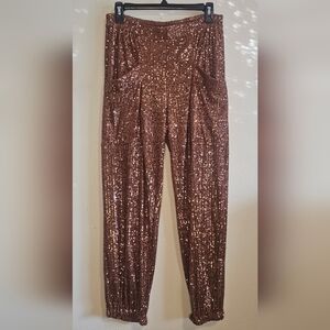 FREE PEOPLE Copper Sequin Joggers-S